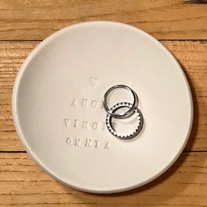 “Love Conquers All” in Latin tiny clay bowl